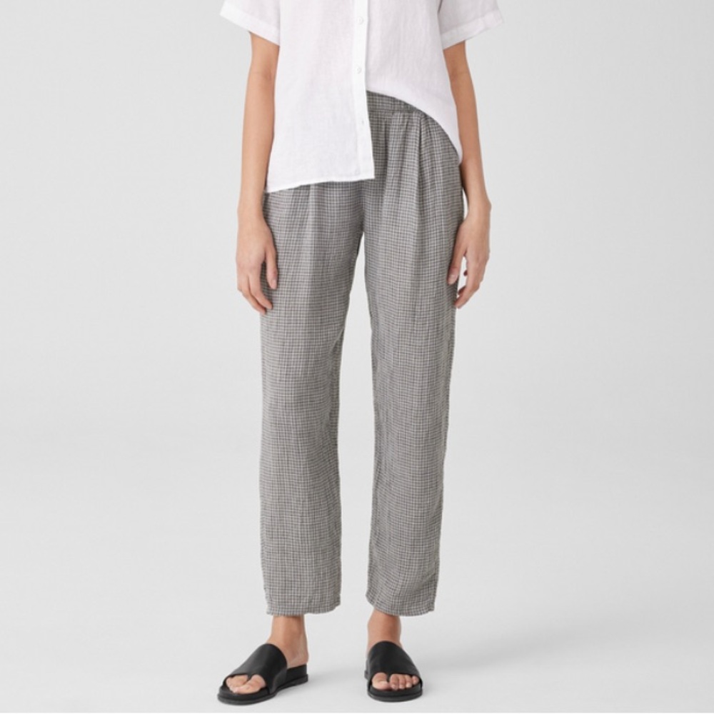 Eileen Fisher Organic  Linen  Hi Waist Pull On Easy Fit, Ankle Pant S